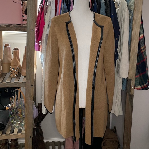 Talbots Sweaters - NWT! TALBOTS brown cardigan with black trim